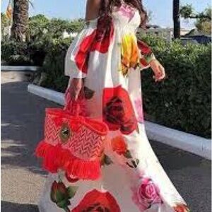 Source Unknown Vibrant Floral Maxi Dress